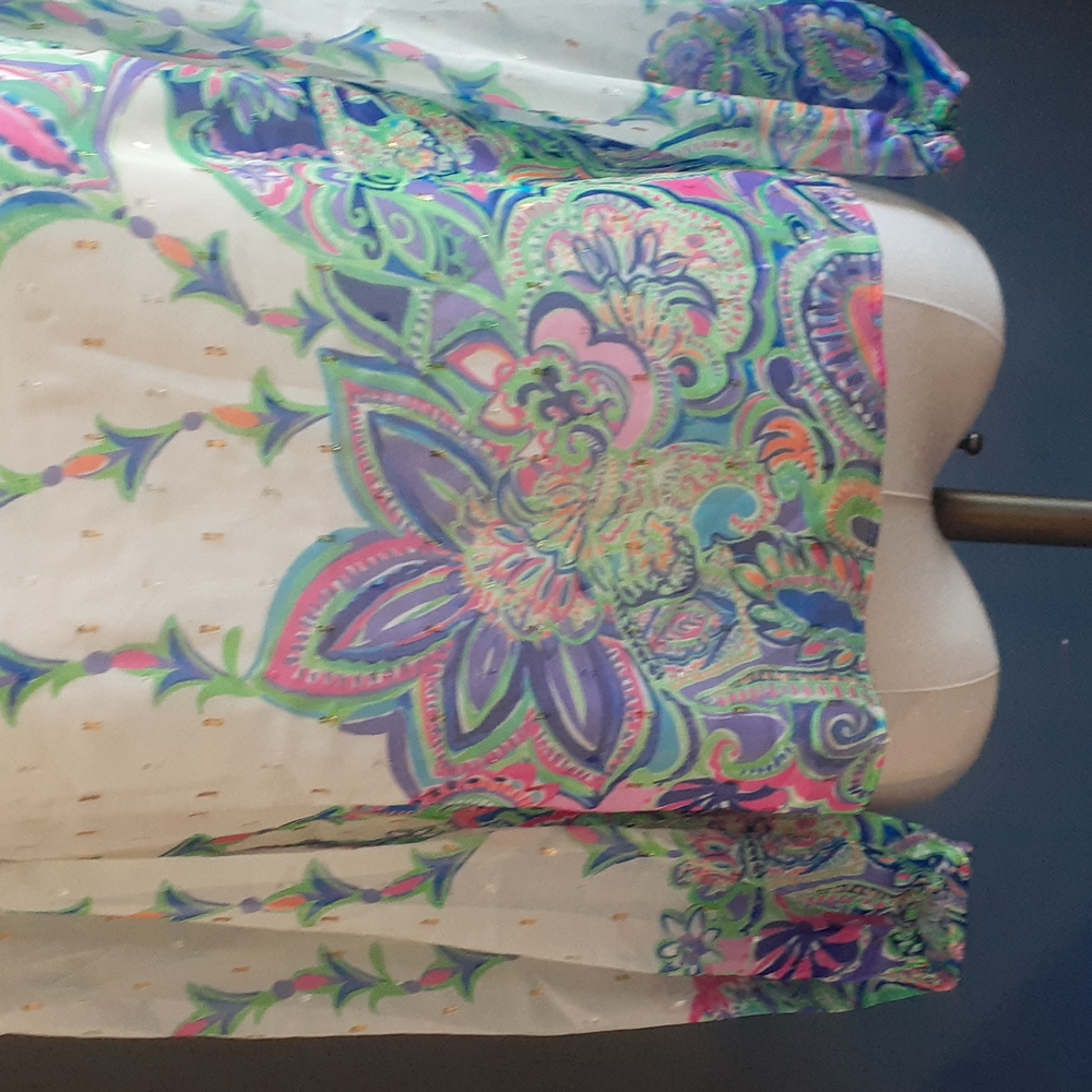 Lilly pulitzer women's sheer ivory off white pullover floral  blouse siz… - Picture 4 of 17